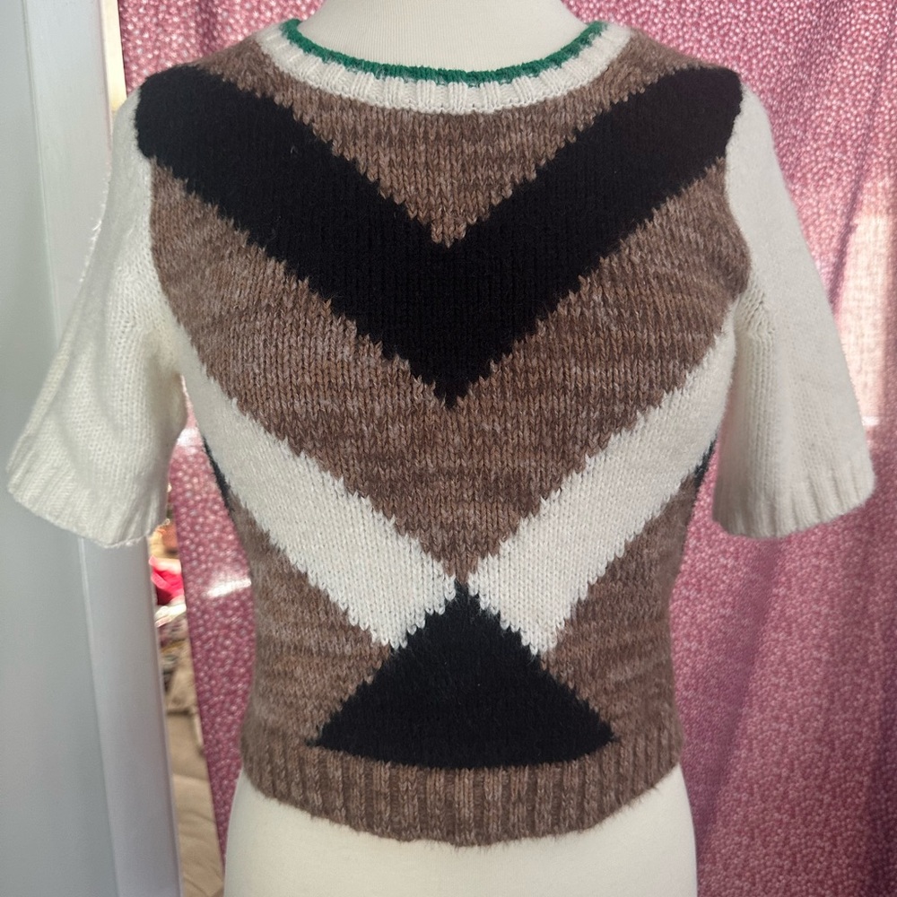 Anthropologie Chevron Sweater - Brown, Black, White, and Green